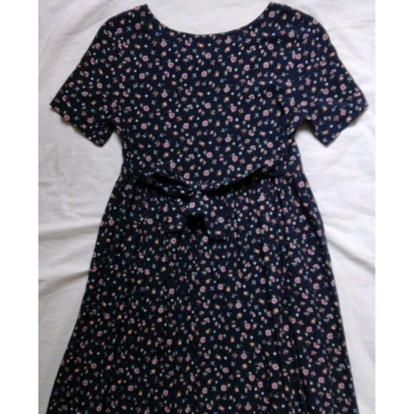 Vintage Fiber Optics Button Down Dress 90s Cottagecore Fairycore Blue Floral 7/8 - Picture 9 of 11